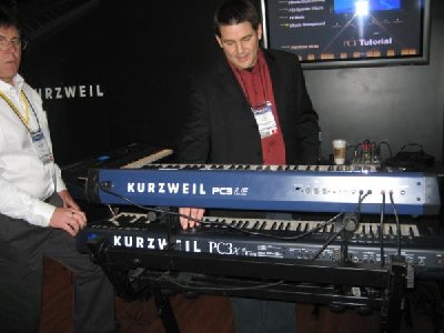 Back view of the new PC3LE with the PC3X on display underneath at NAMM 2009