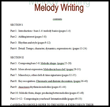 Melody Writing Contents